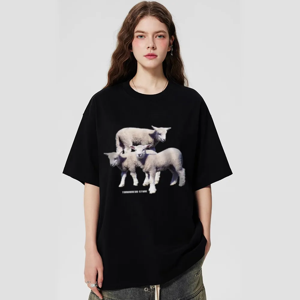Three Sheep Print T-shirt