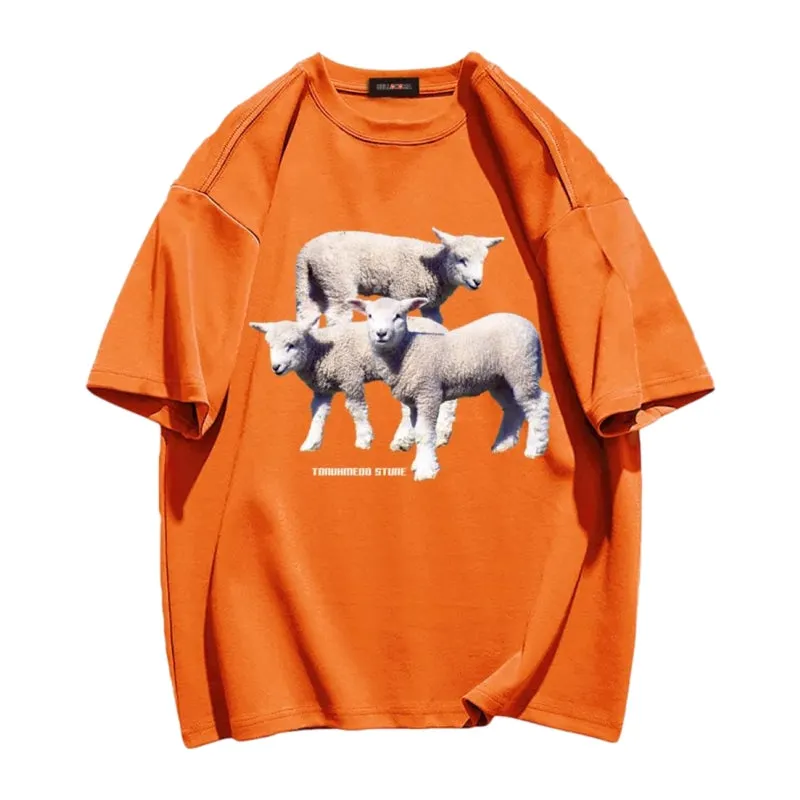 Three Sheep Print T-shirt