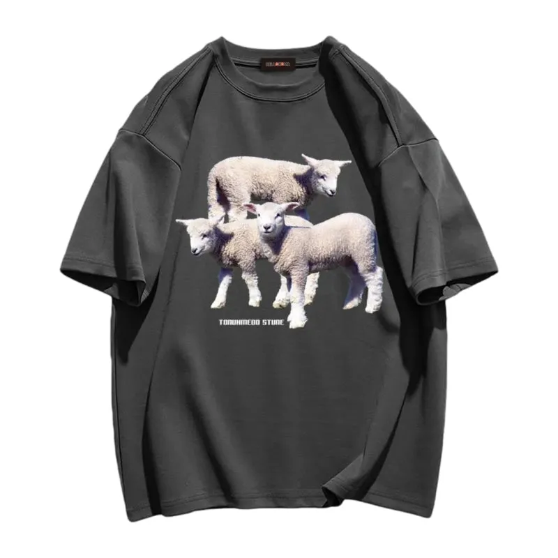 Three Sheep Print T-shirt