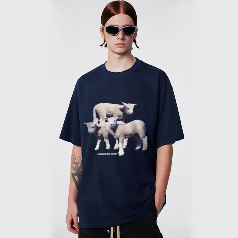 Three Sheep Print T-shirt