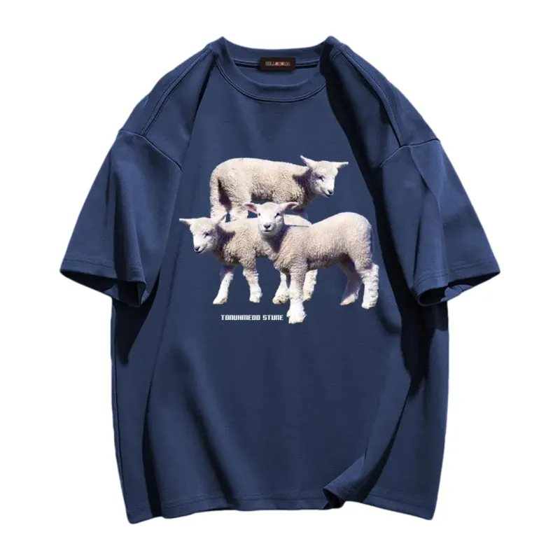 Three Sheep Print T-shirt