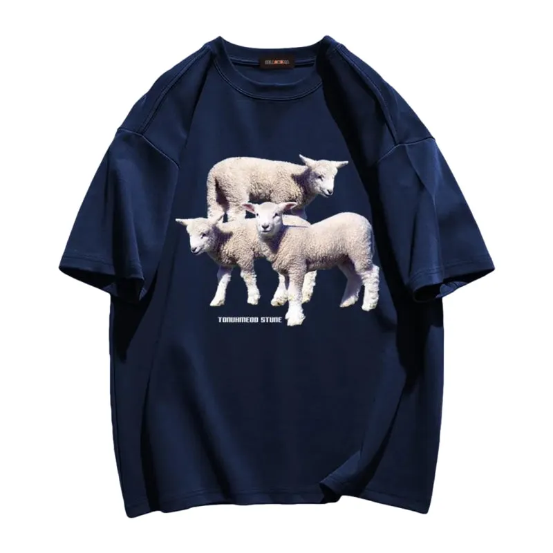 Three Sheep Print T-shirt