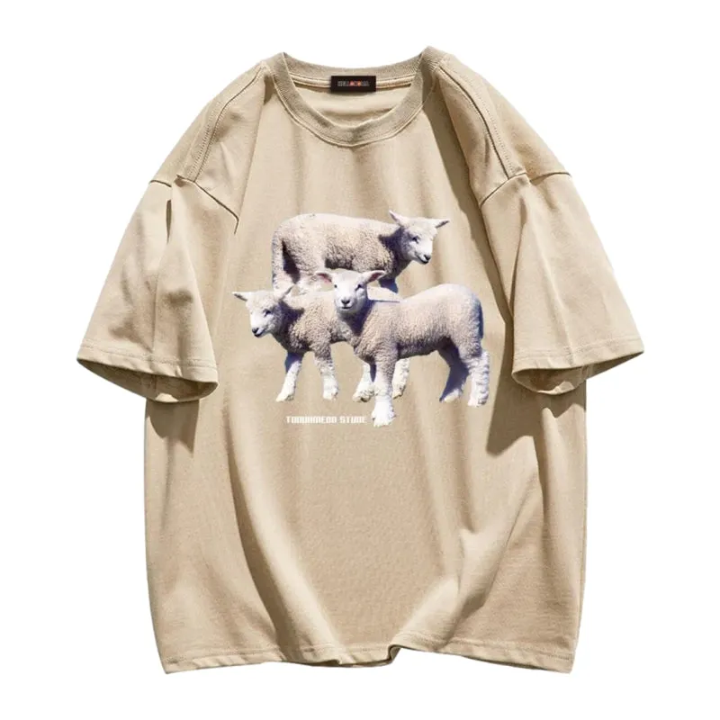 Three Sheep Print T-shirt