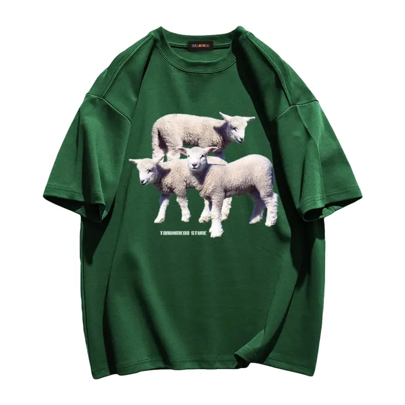 Three Sheep Print T-shirt