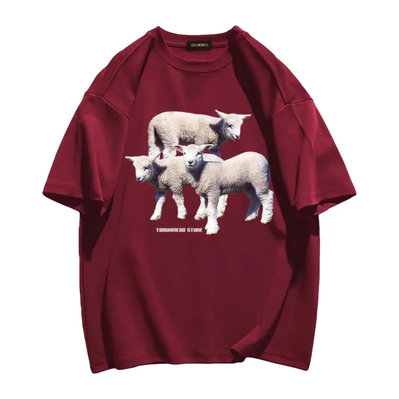 Three Sheep Print T-shirt