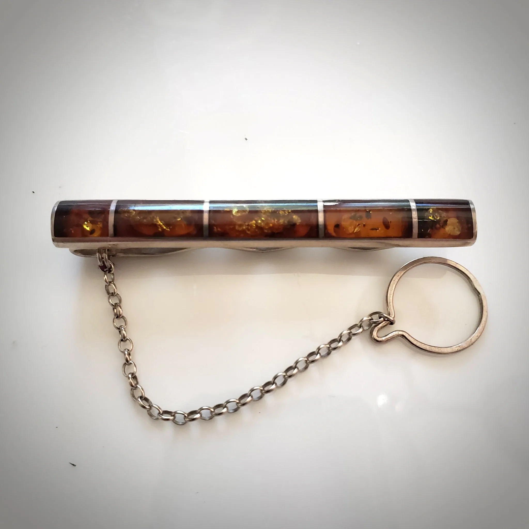 Tie Clip Amber Sterling Silver