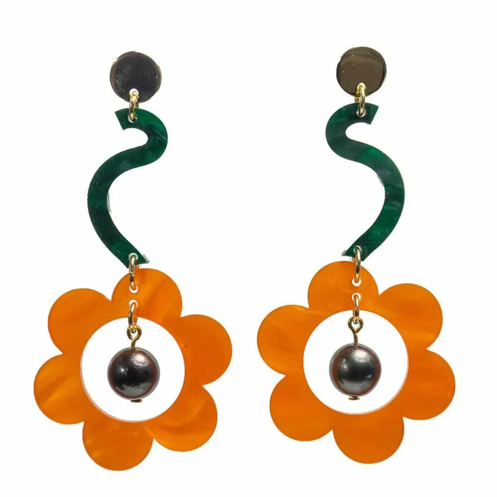 Toolally Earrings - Pearl Daisy Drops