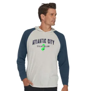 TRI AC Adult LS Triblend Hooded Tee - Oatmeal / Navy - Collegiate
