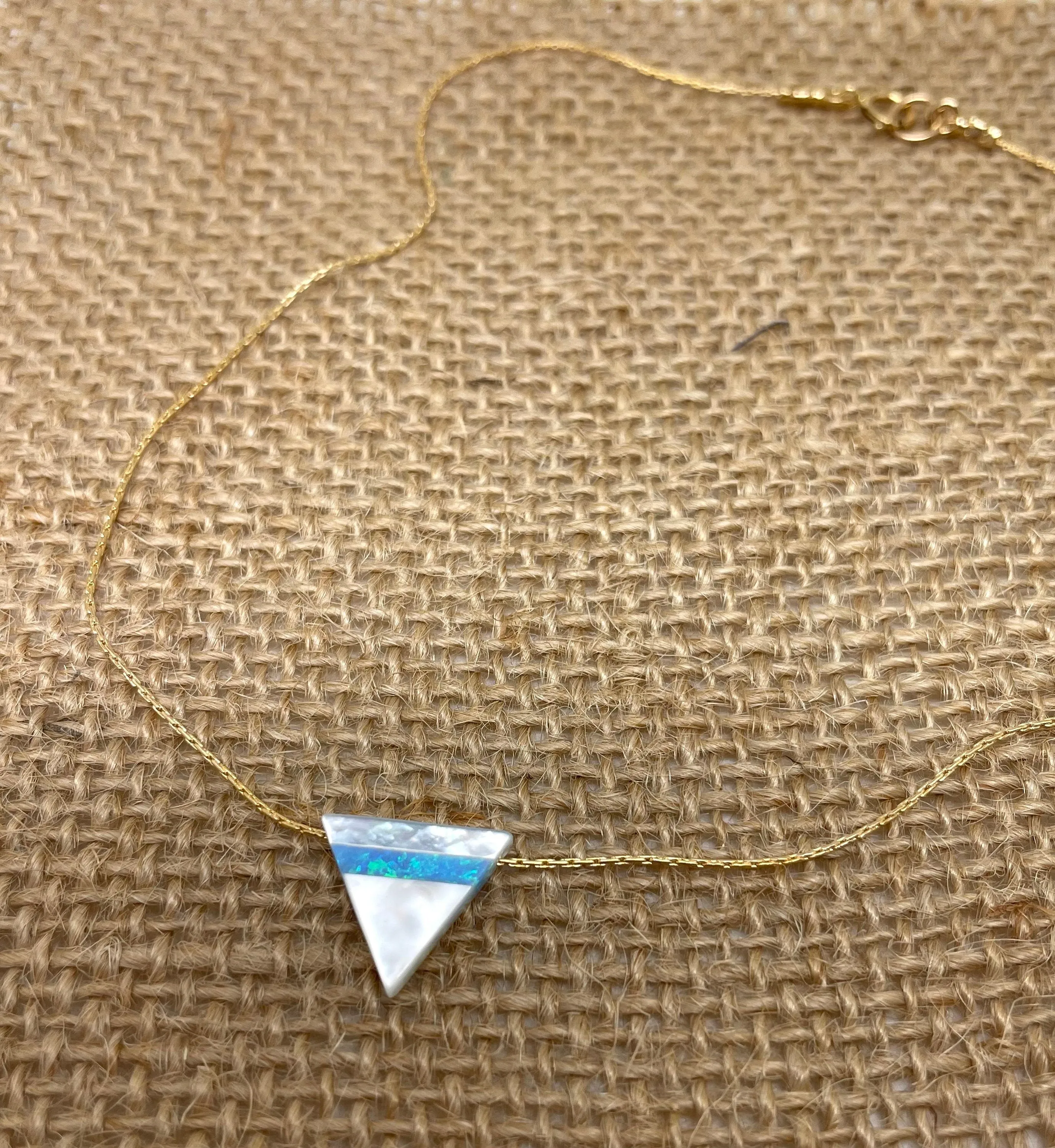 Triangle necklace, Geometric necklace, Mother of pearl Opal triangle necklace, Triangle opal pendant, Geometric jewelry, Triangle pendant