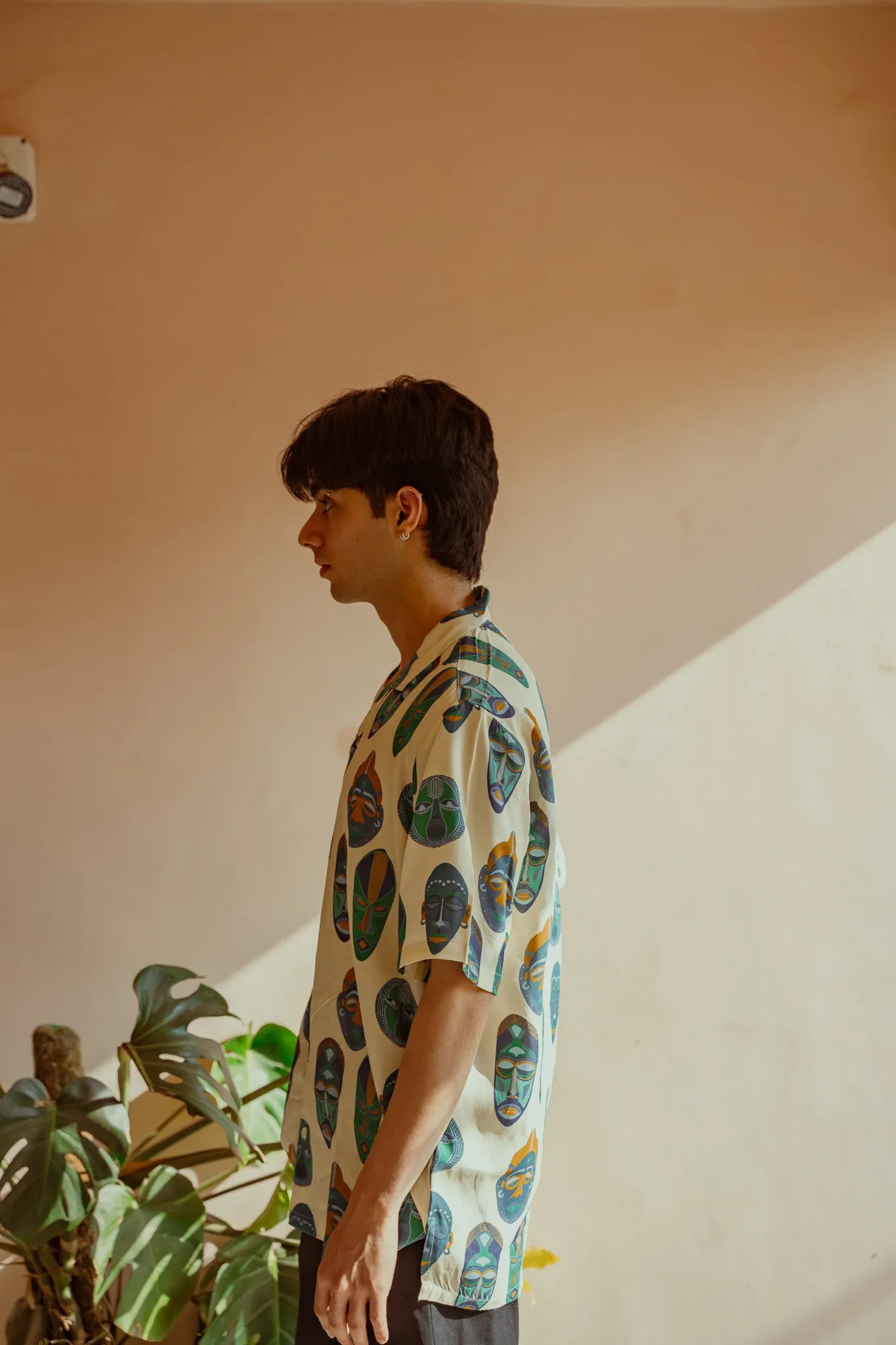 Tribal Faces Green Oversize Shirt