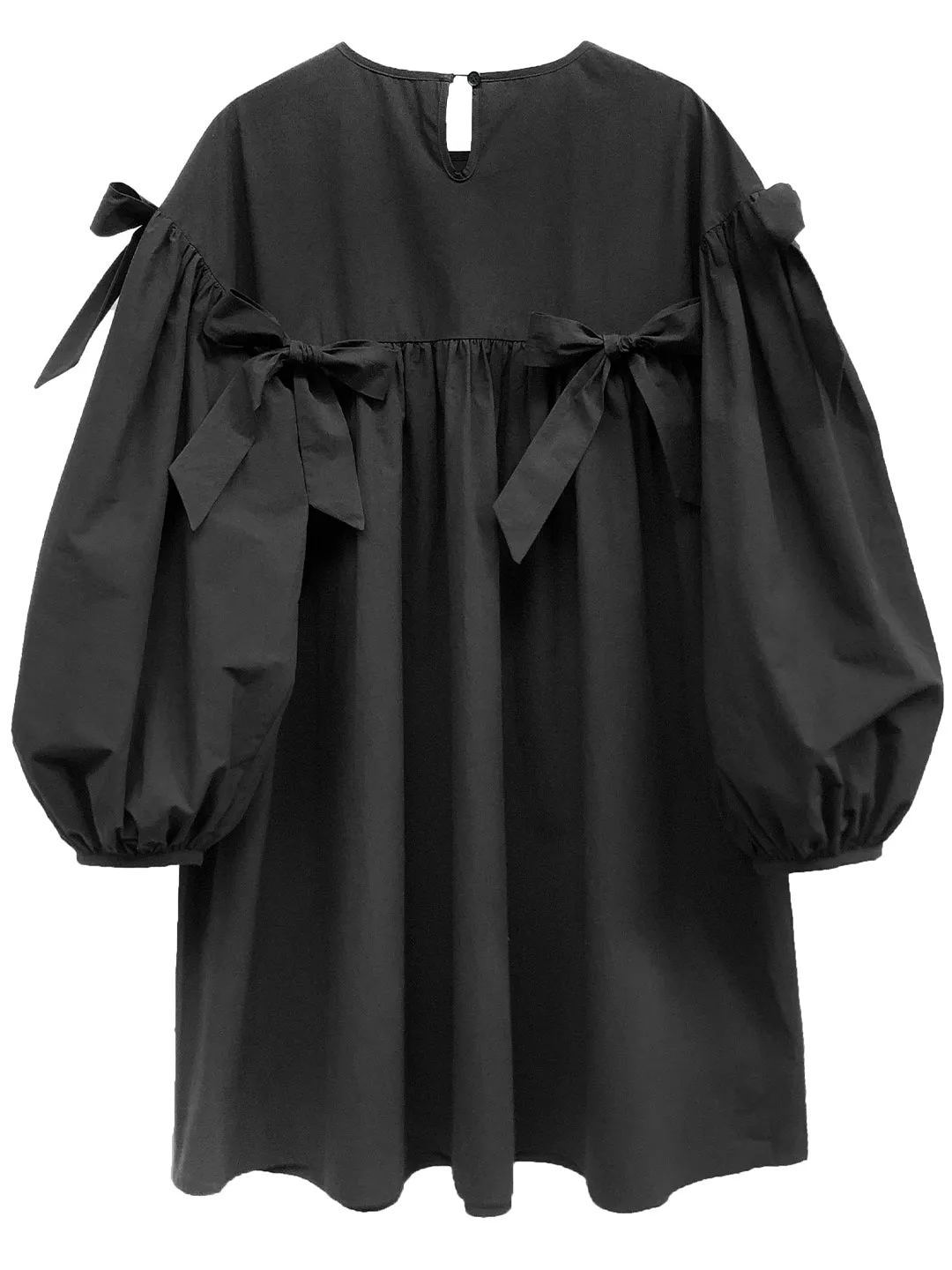 Unlogical Poem Elegant Style Bow Black Cotton Dress