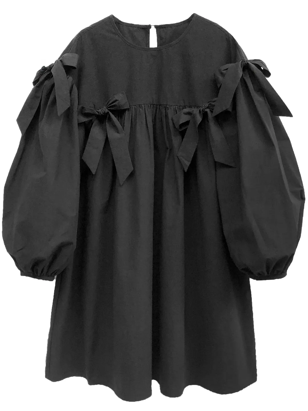 Unlogical Poem Elegant Style Bow Black Cotton Dress