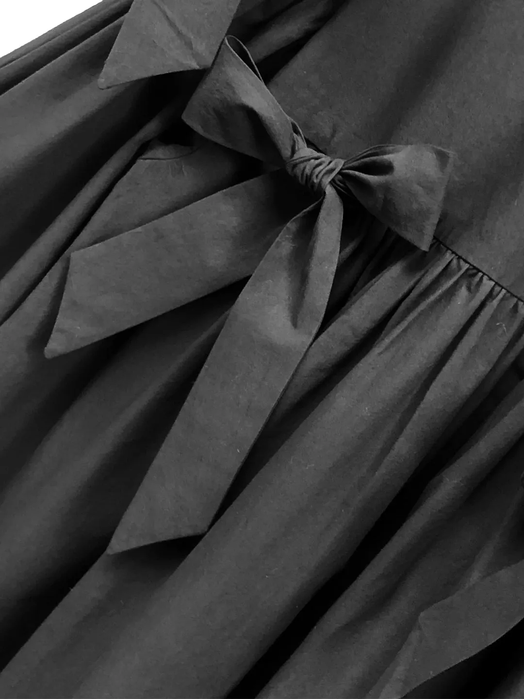 Unlogical Poem Elegant Style Bow Black Cotton Dress