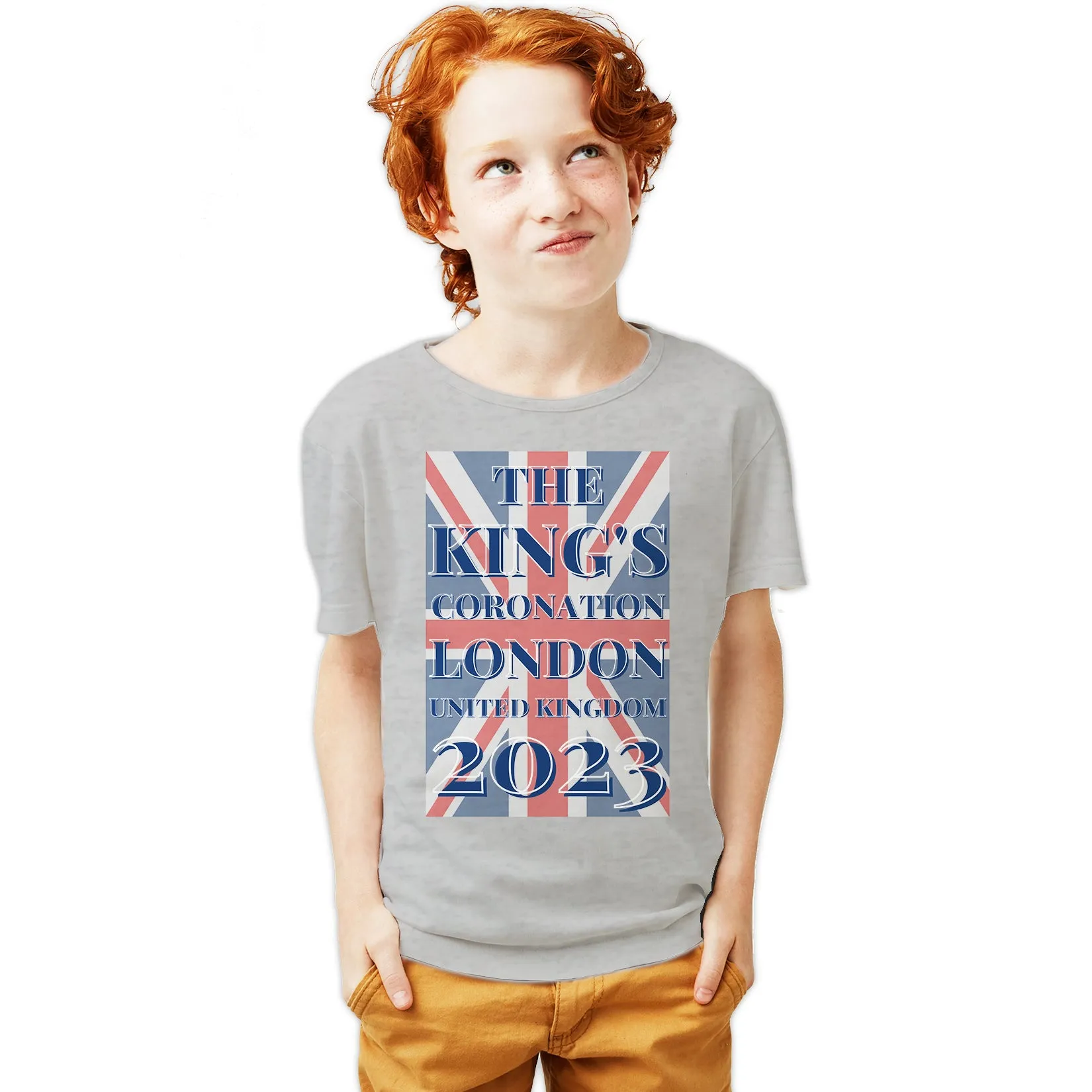 Urban Attitude Kings Coronation 2023 Union Jack UK Flag Youth T-shirt