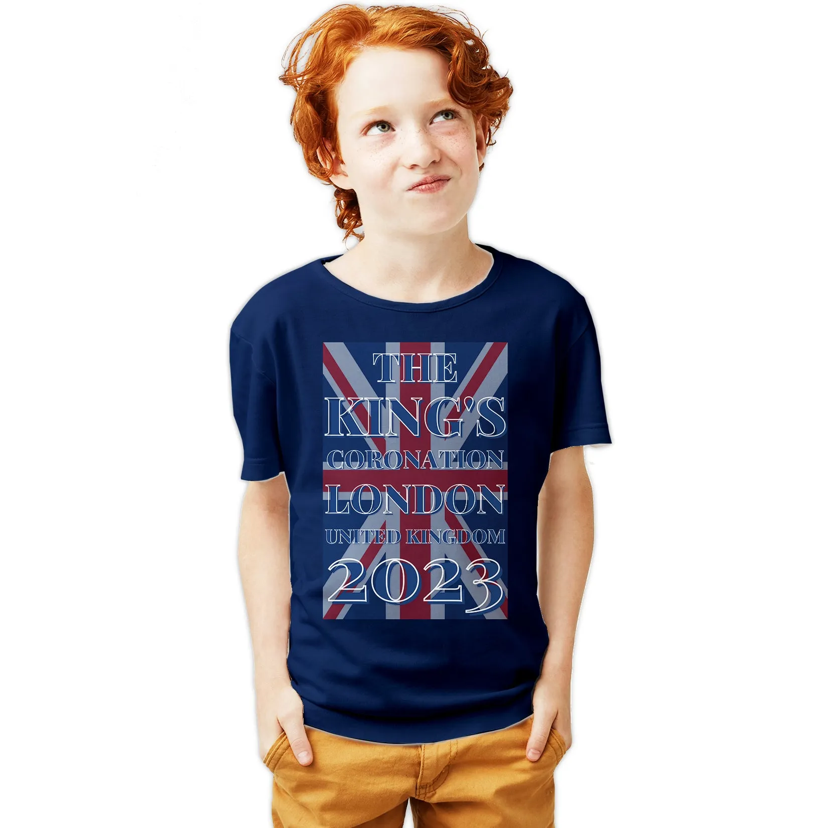 Urban Attitude Kings Coronation 2023 Union Jack UK Flag Youth T-shirt
