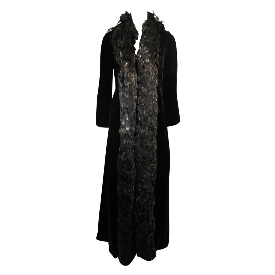 VICTORIA ROYAL Velvet Feather Trim Coat Size 8
