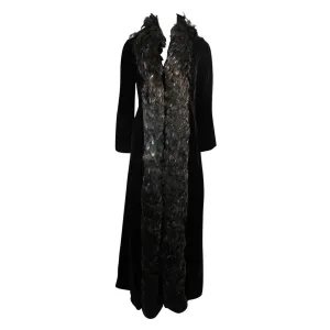 VICTORIA ROYAL Velvet Feather Trim Coat Size 8