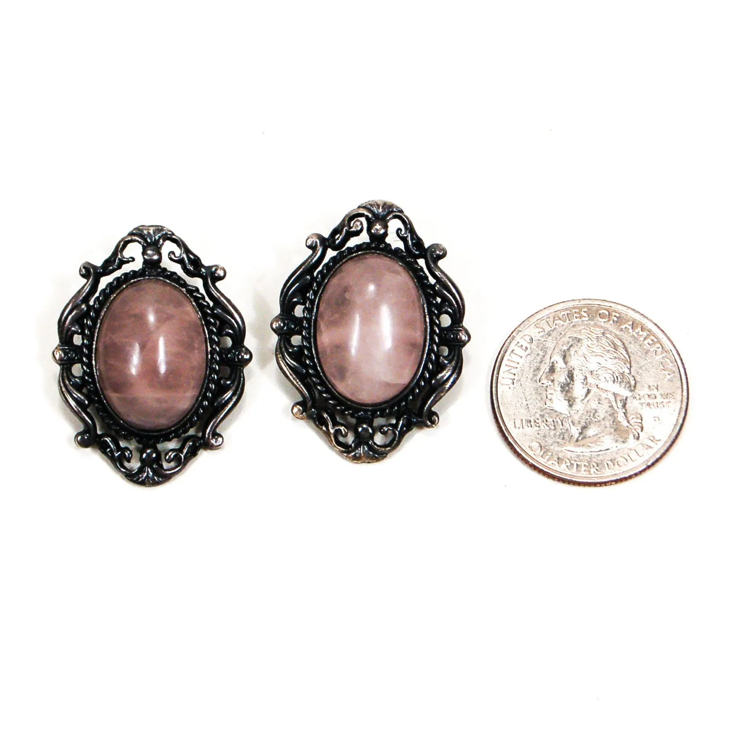 Victorian Gothic Inspired Rose Quartz Earrings