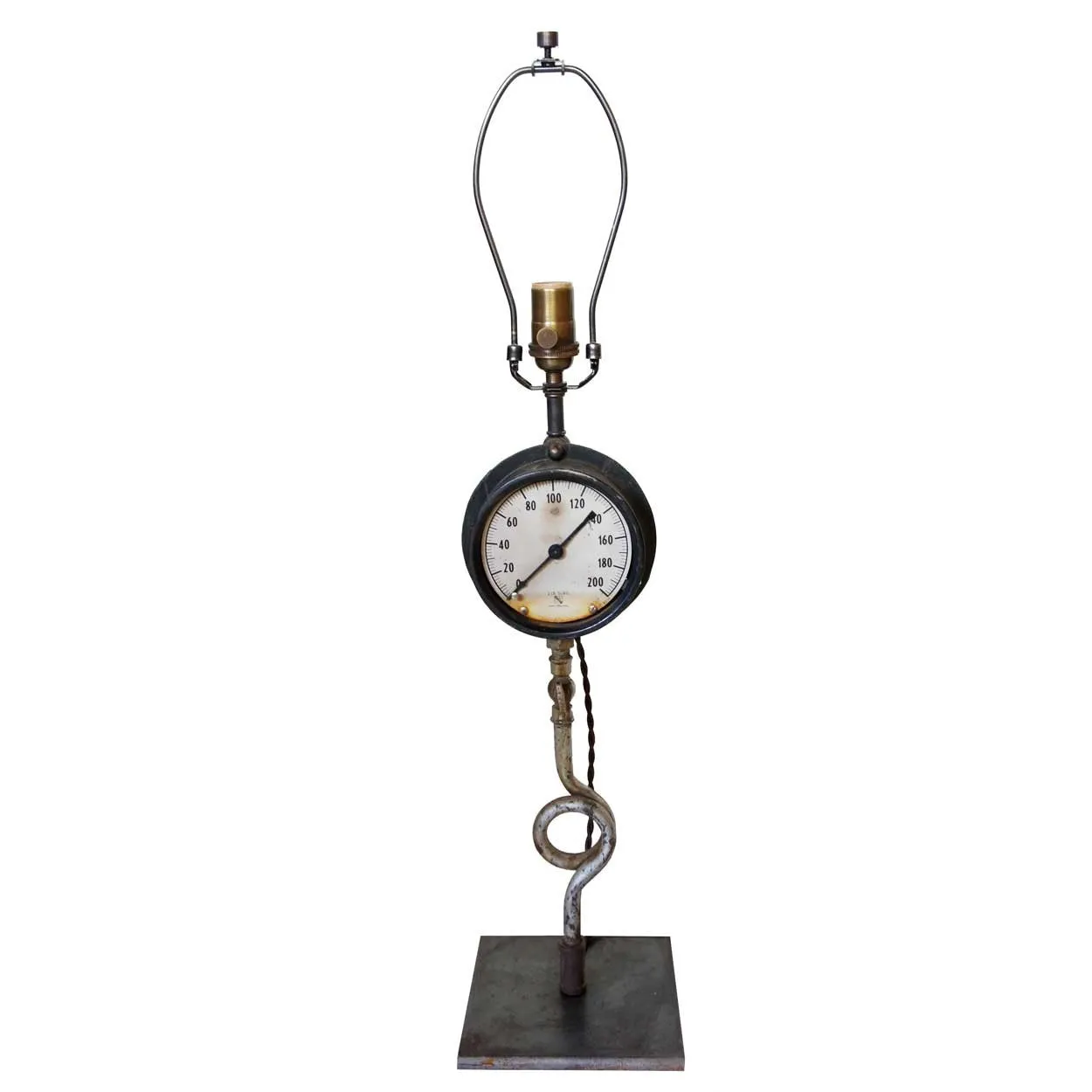 Vintage American Ashcroft Industrial Pressure Gauge as a One-Light Table Lamp