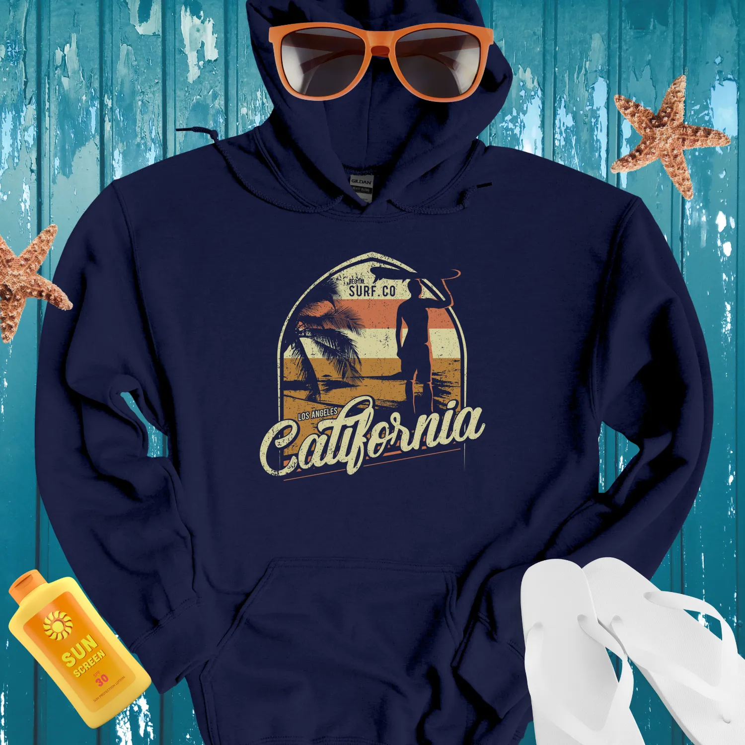 Vintage California Surf Hoodie With Retro Style Design