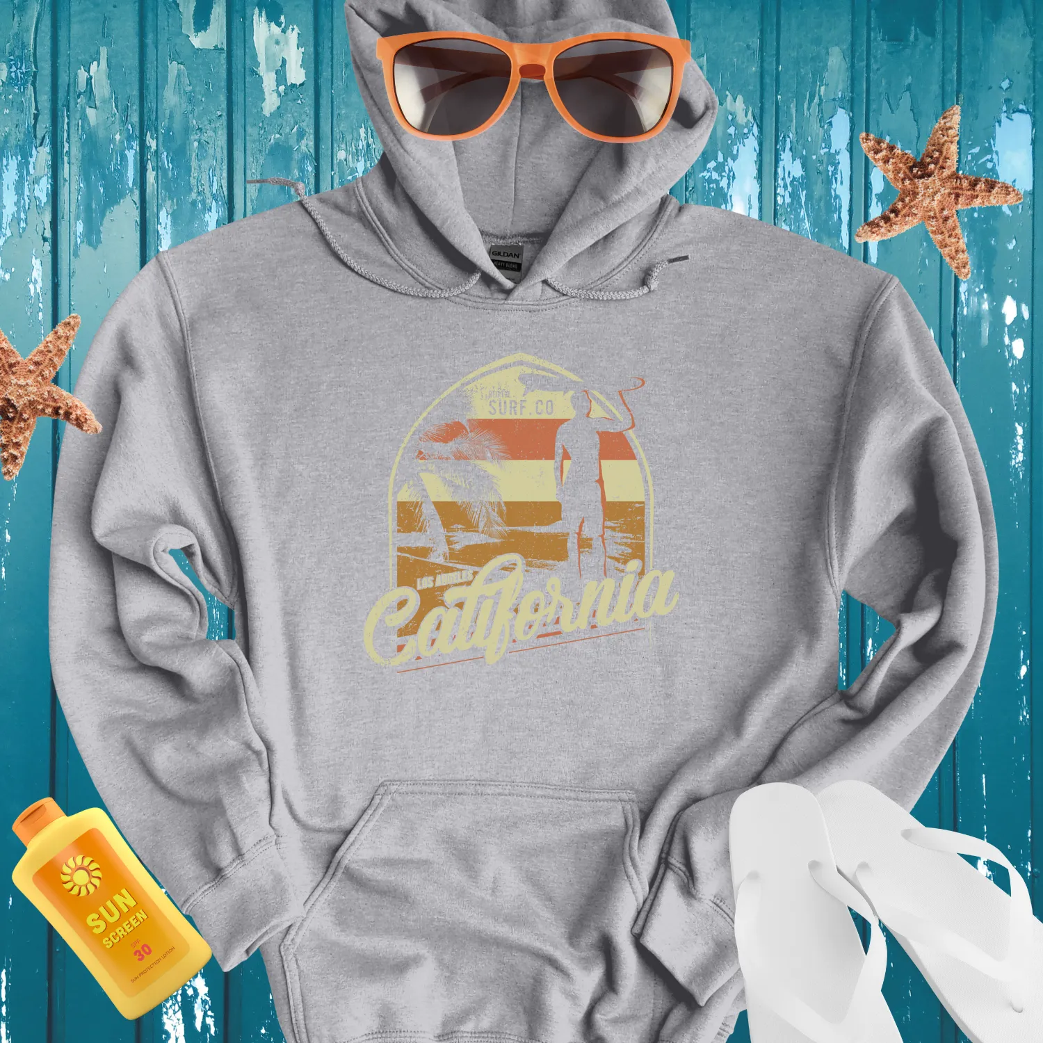 Vintage California Surf Hoodie With Retro Style Design