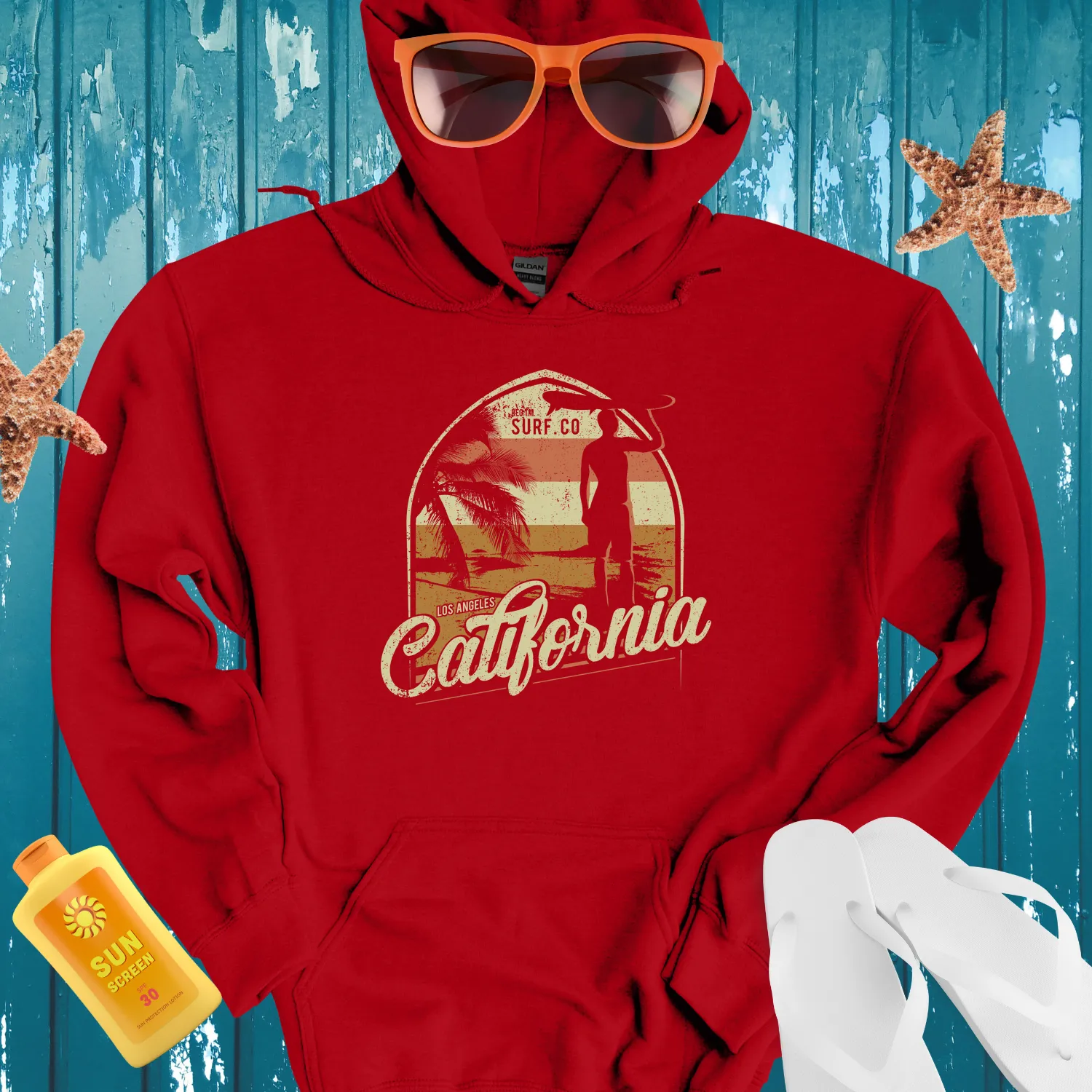 Vintage California Surf Hoodie With Retro Style Design