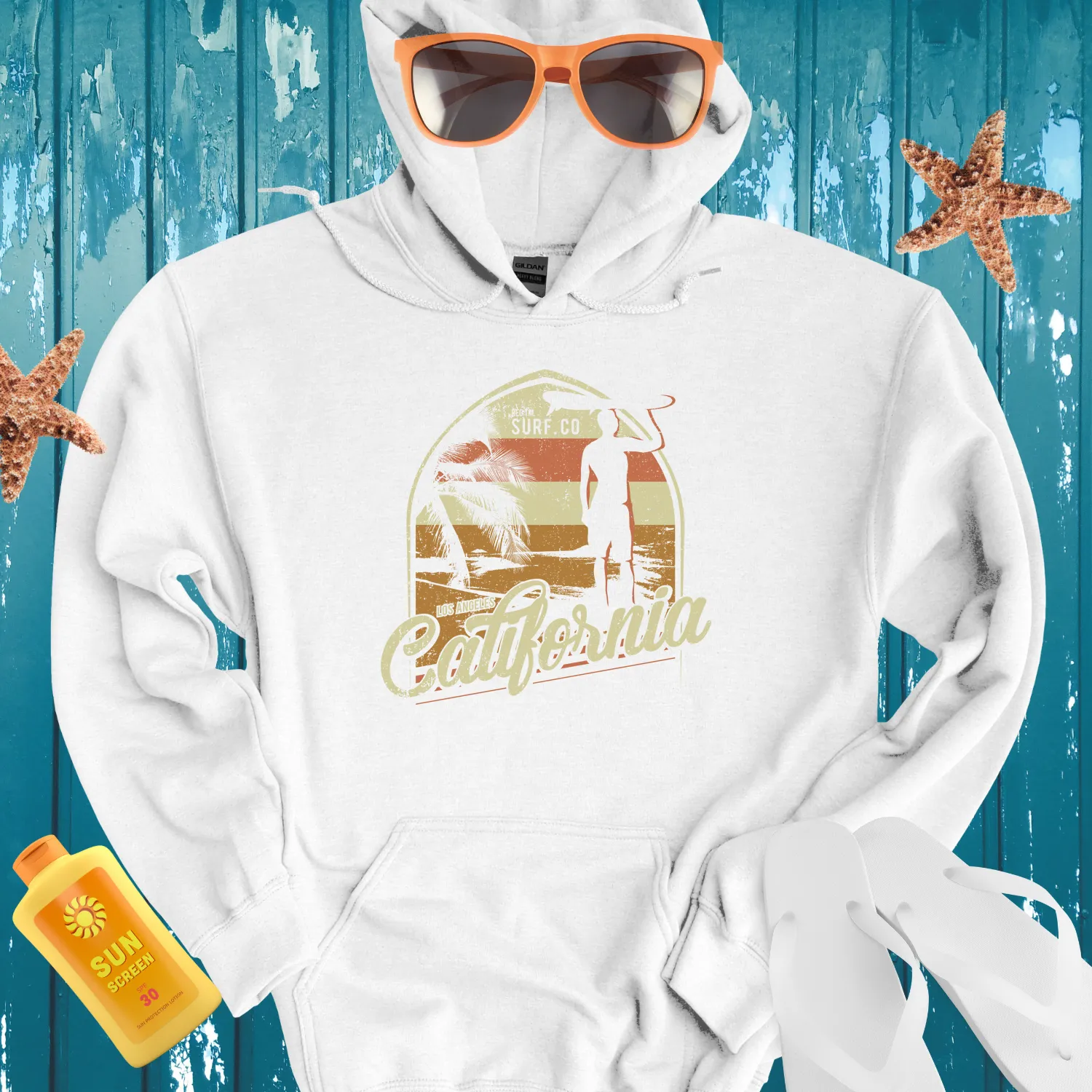 Vintage California Surf Hoodie With Retro Style Design