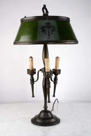 VINTAGE CANDLE STYLE GOTHIC EMERALD GREEN TABLE LAMP