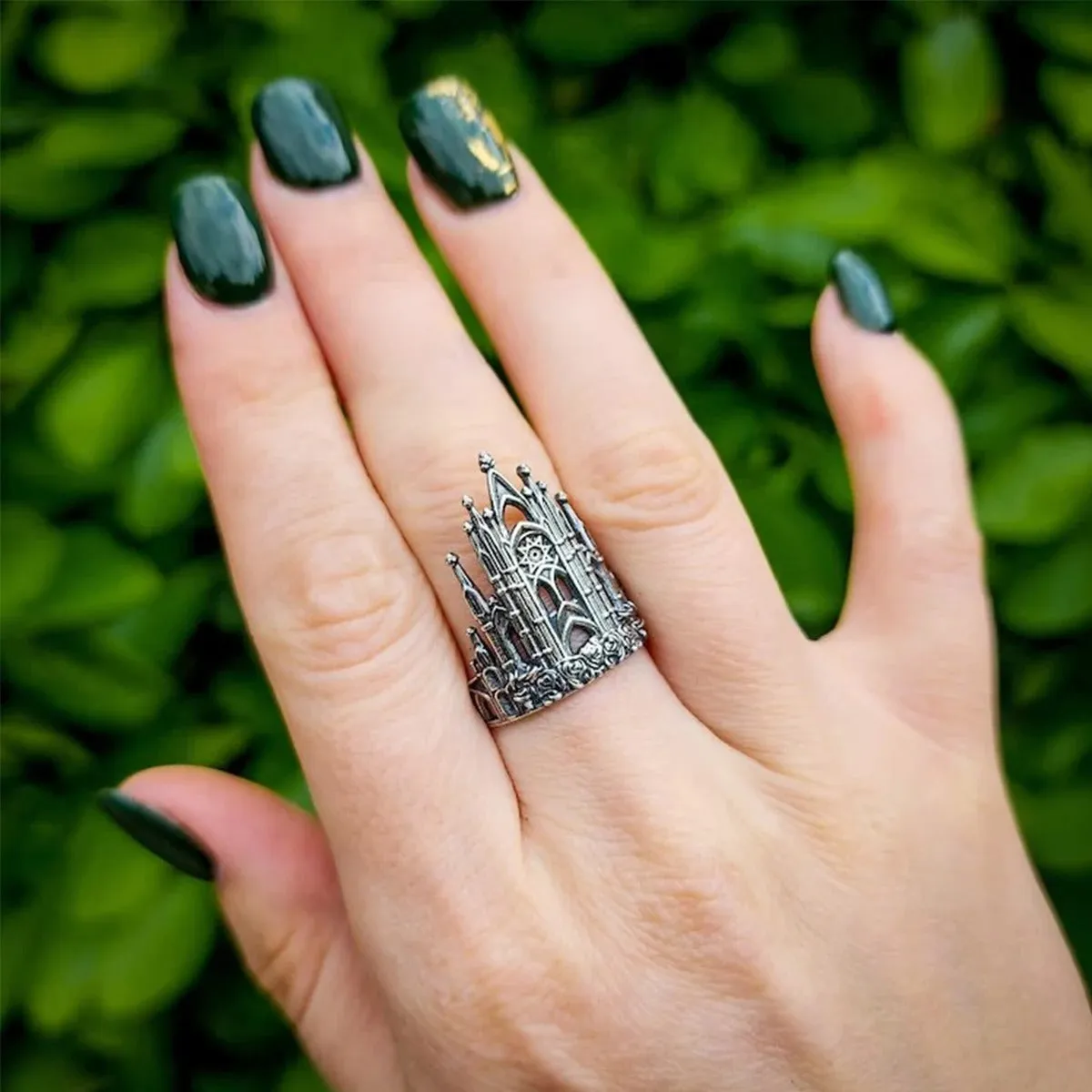 Vintage Castle Architectural Halloween Ring