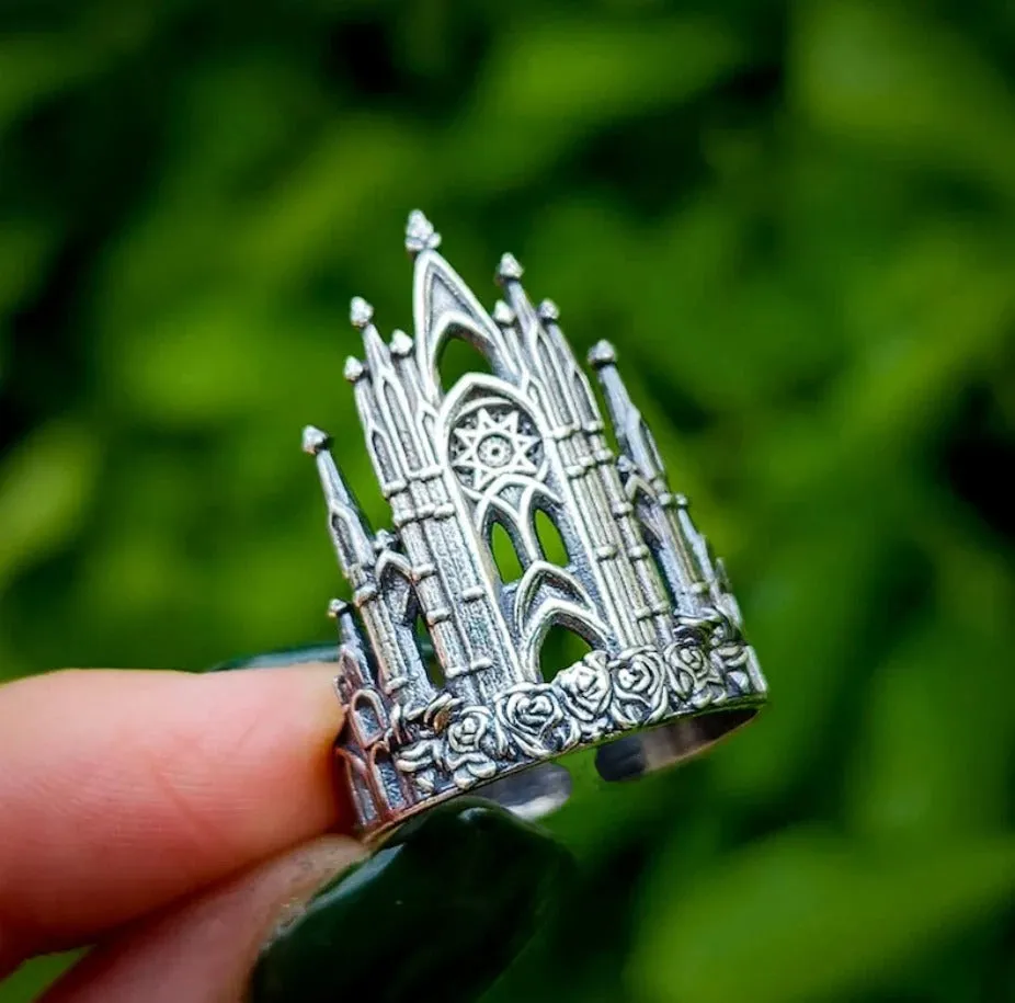 Vintage Castle Architectural Halloween Ring