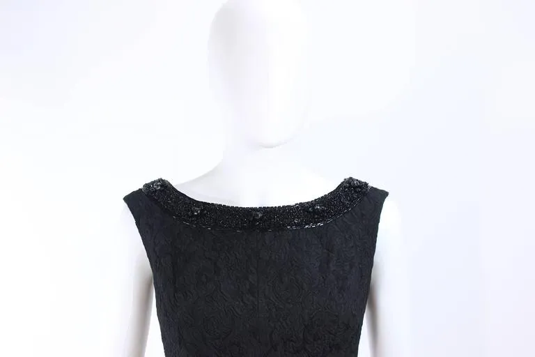 VINTAGE Circa 1960s Black Cocktail Dress, Beaded Neck Size 2
