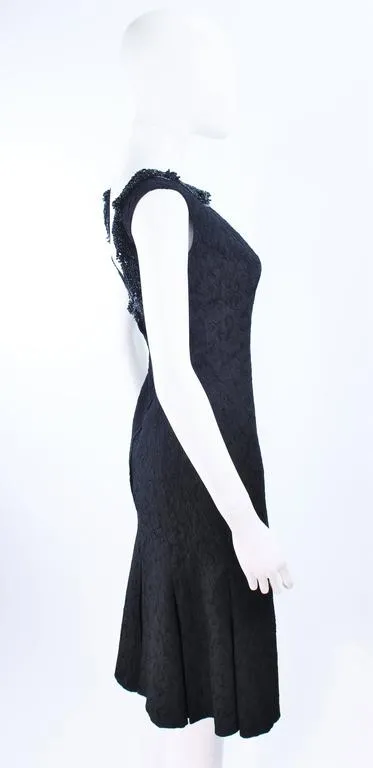 VINTAGE Circa 1960s Black Cocktail Dress, Beaded Neck Size 2