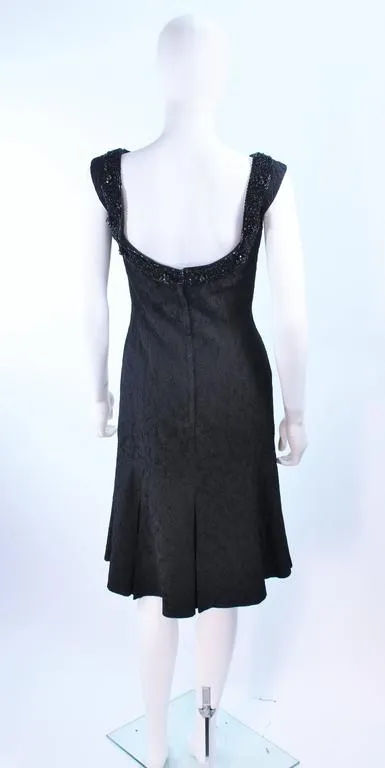 VINTAGE Circa 1960s Black Cocktail Dress, Beaded Neck Size 2