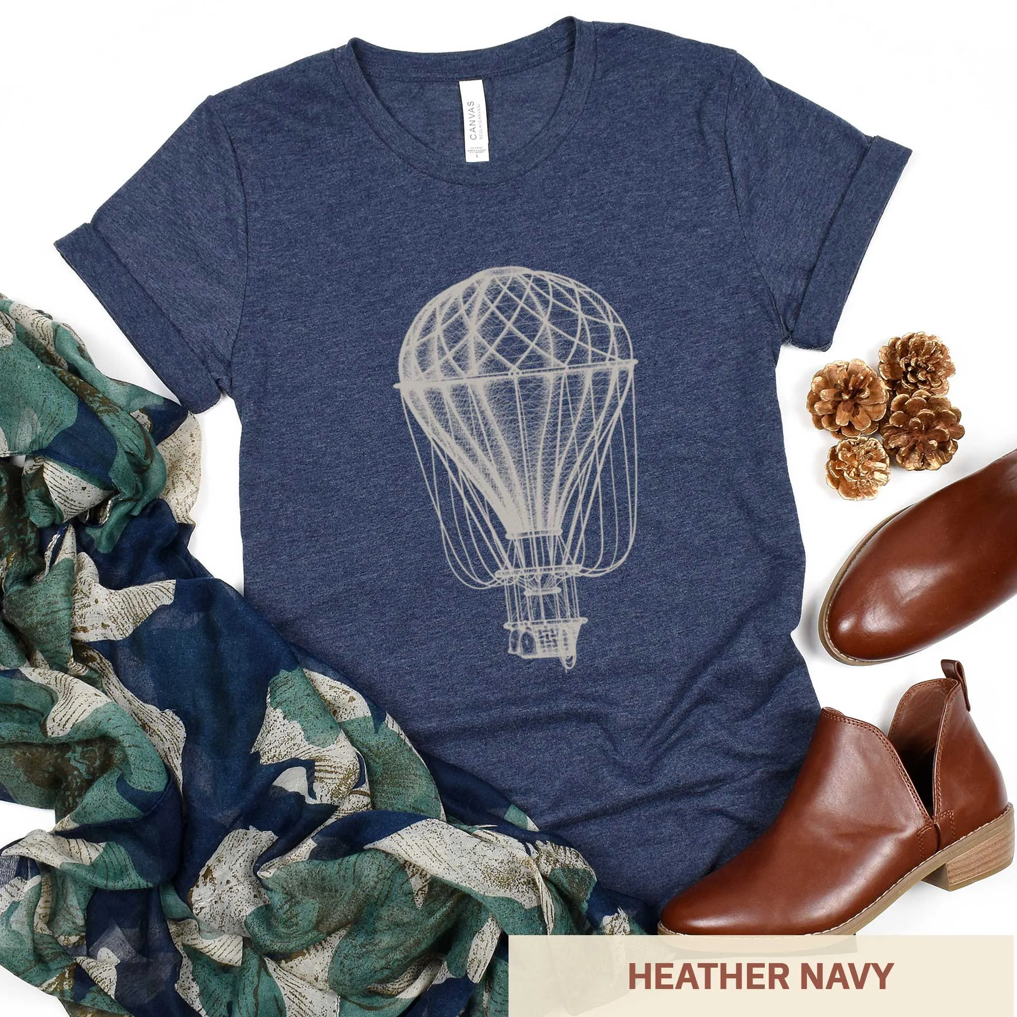 Vintage Hot Air Balloon - Adult Unisex Jersey Crew Tee