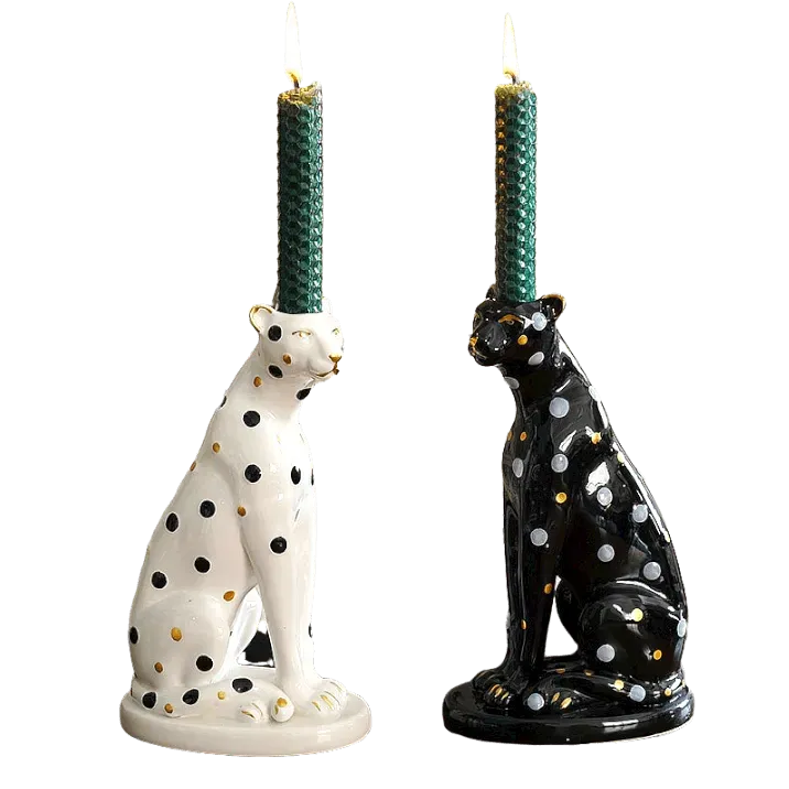 Vintage Inspired Leopard Candle Holder