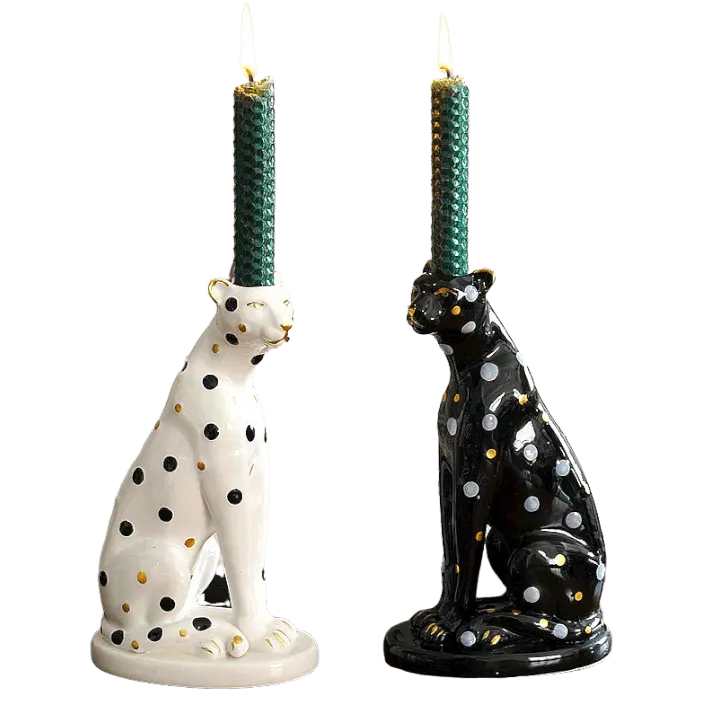 Vintage Inspired Leopard Candle Holder