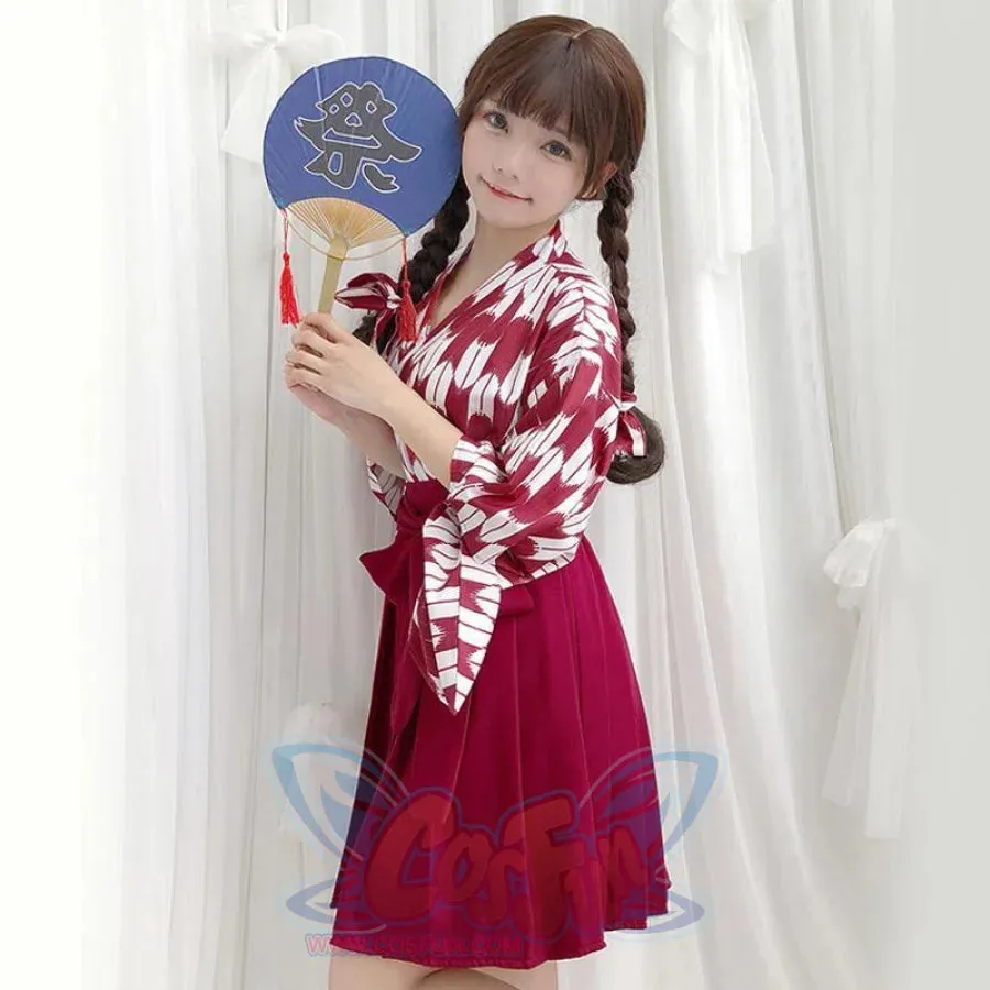 Vintage Kimono Top Pleated Skirt Set J40364