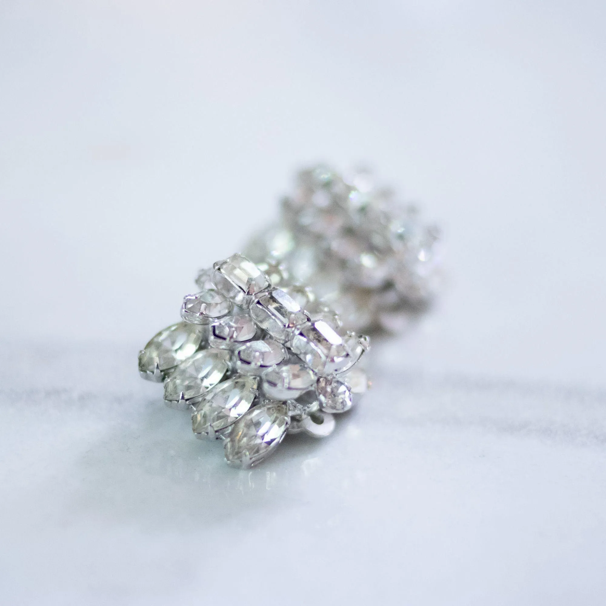 Vintage Kramer NY Tiered Rhinestone Statement Earrings