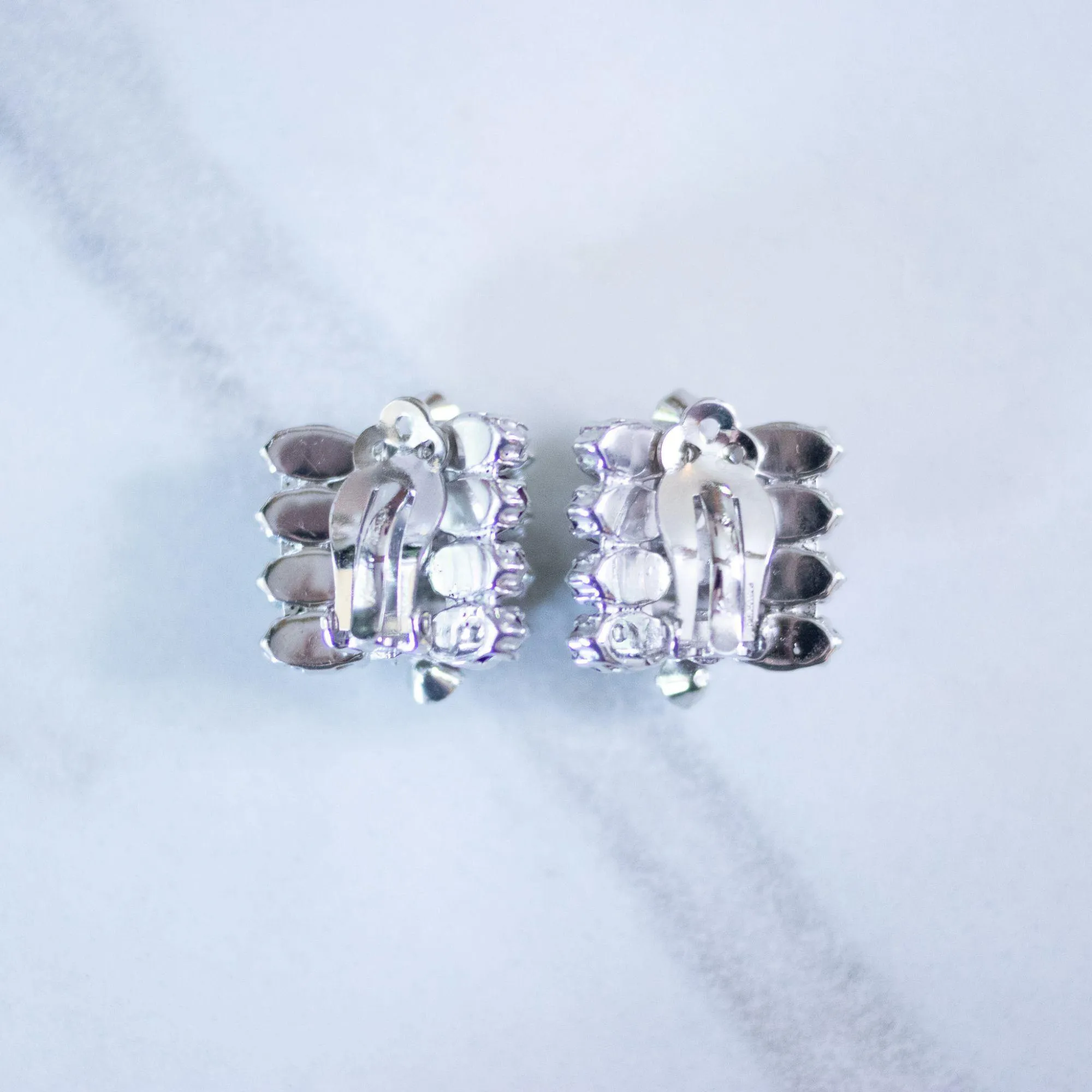 Vintage Kramer NY Tiered Rhinestone Statement Earrings