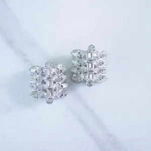 Vintage Kramer NY Tiered Rhinestone Statement Earrings