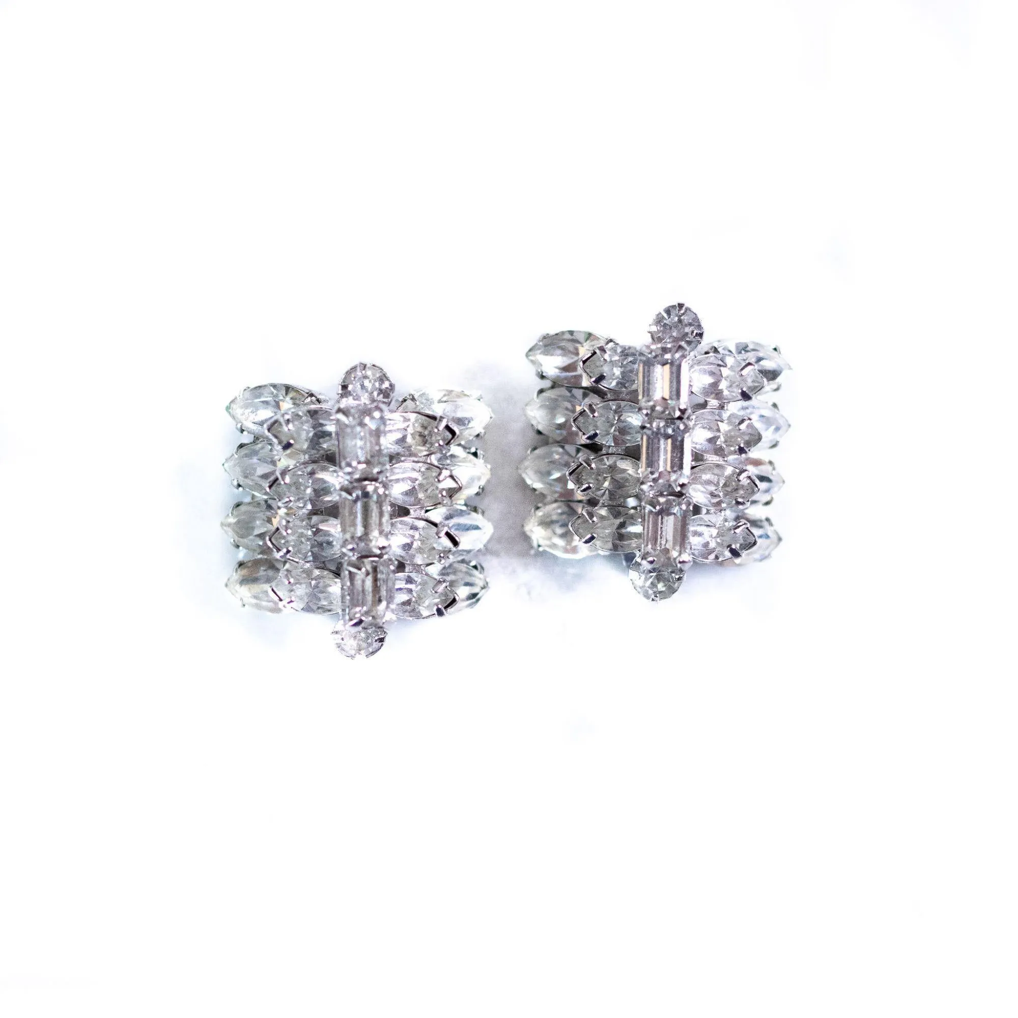 Vintage Kramer NY Tiered Rhinestone Statement Earrings