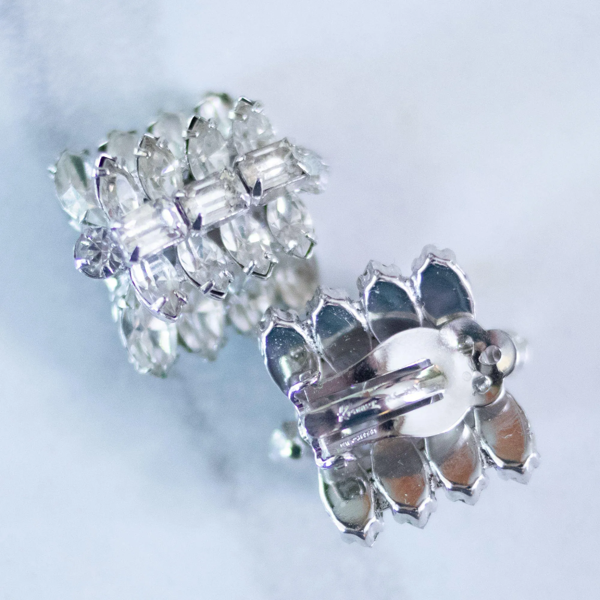 Vintage Kramer NY Tiered Rhinestone Statement Earrings