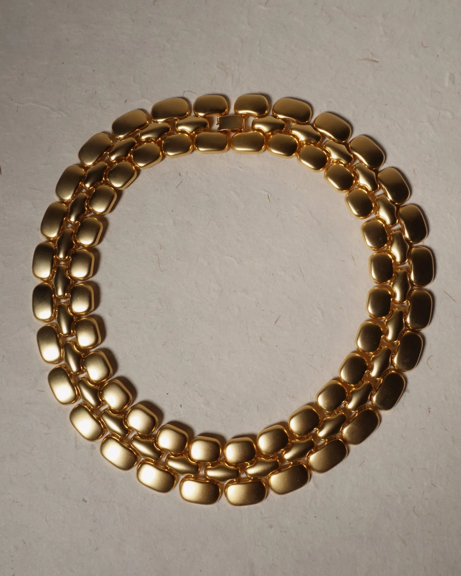 Vintage Matte Gold Wide Panther Chain Necklace
