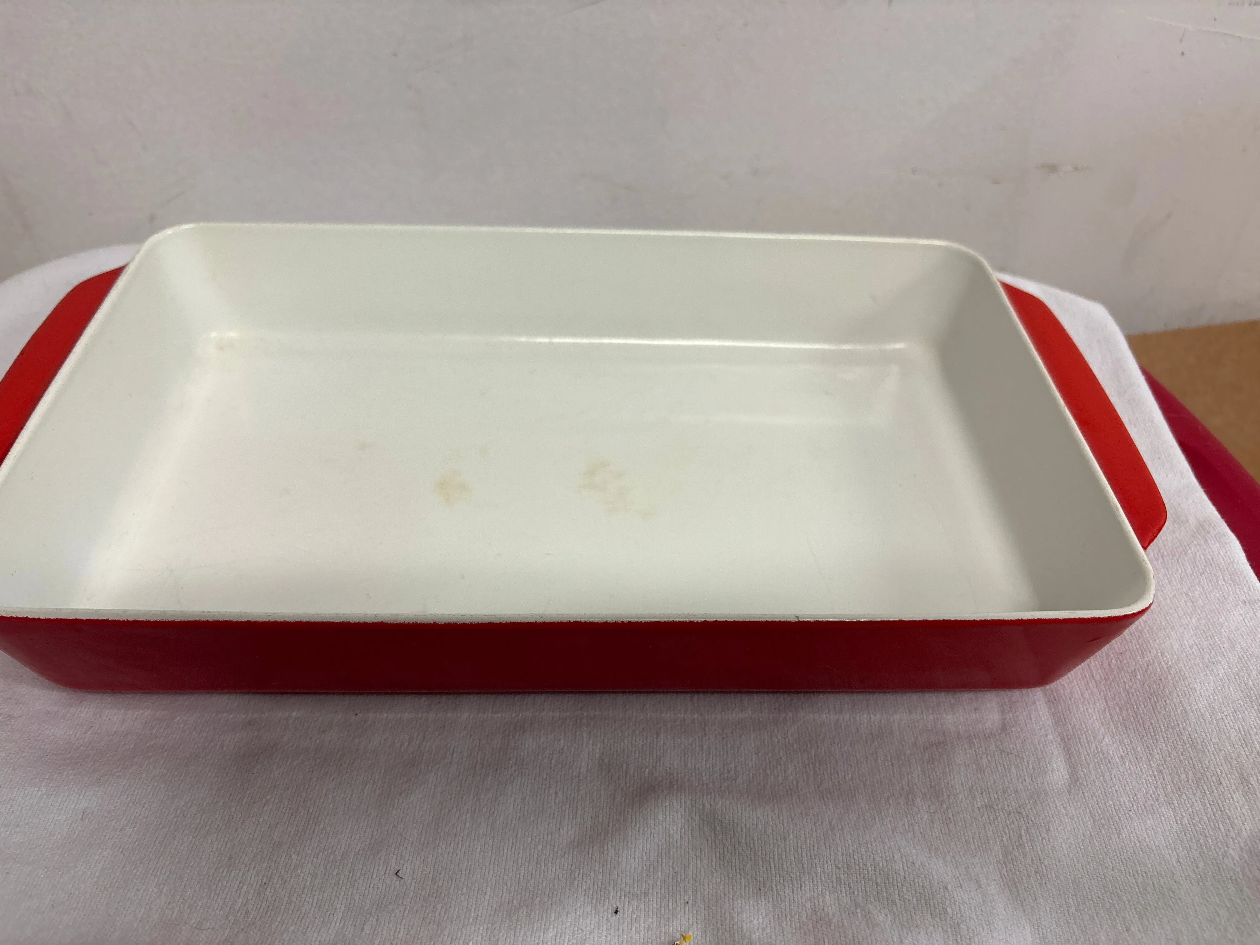 Vintage Mid Century MCM COPCO Denmark Enamel Cast Iron Casserole Baking Dish Pan