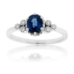 Vintage Style Blue Sapphire & Diamond Ring