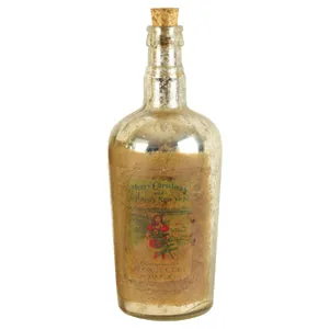 Vintage Style Christmas Mercury Glass Bottle