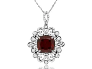 Vintage Style Cushion Garnet Pendant