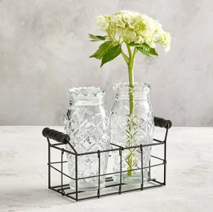 Vintage Style Glass Vases With Caddy