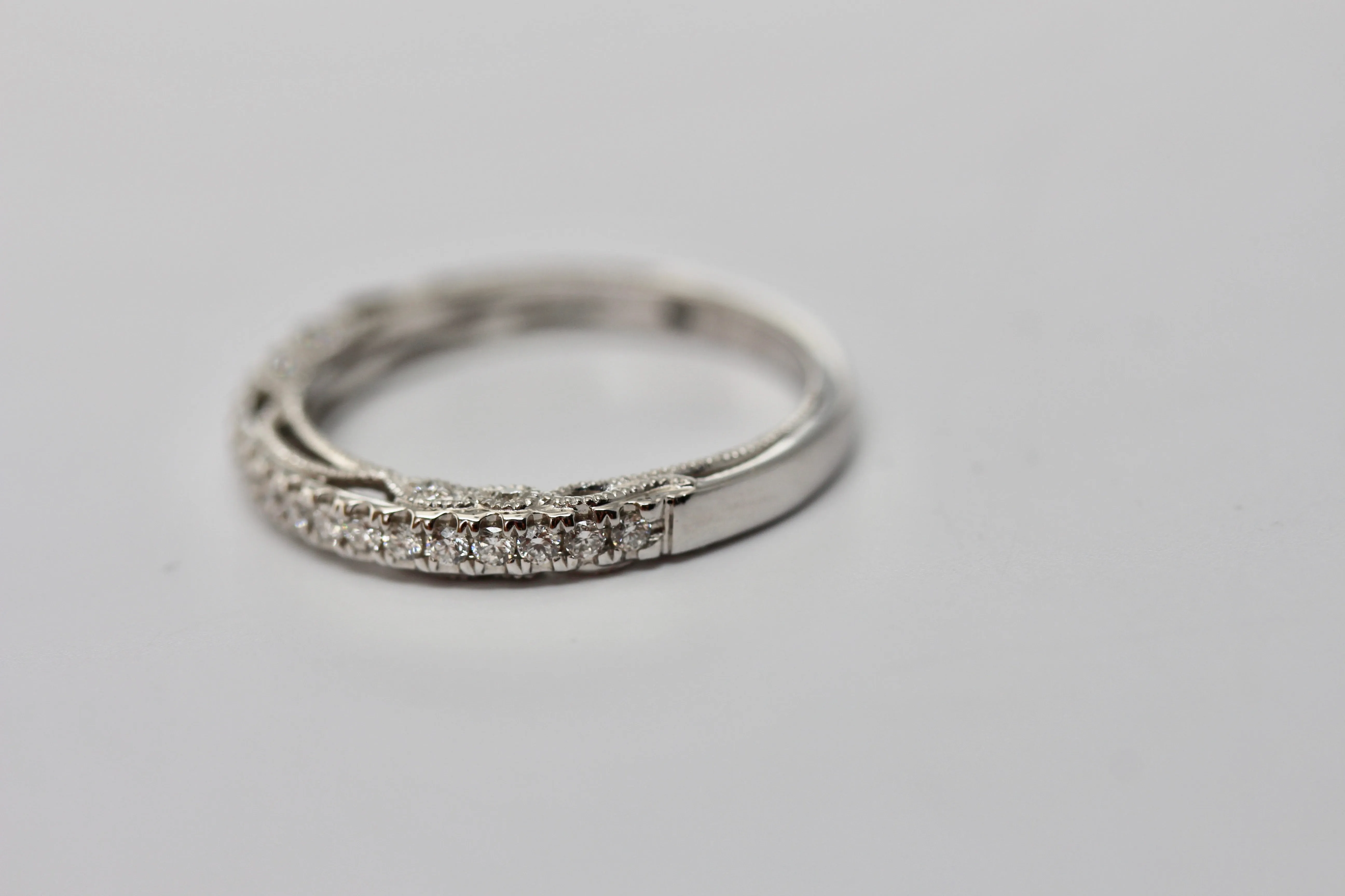 Vintage Style Shared Prong Diamond Band with Lots of Side Detail