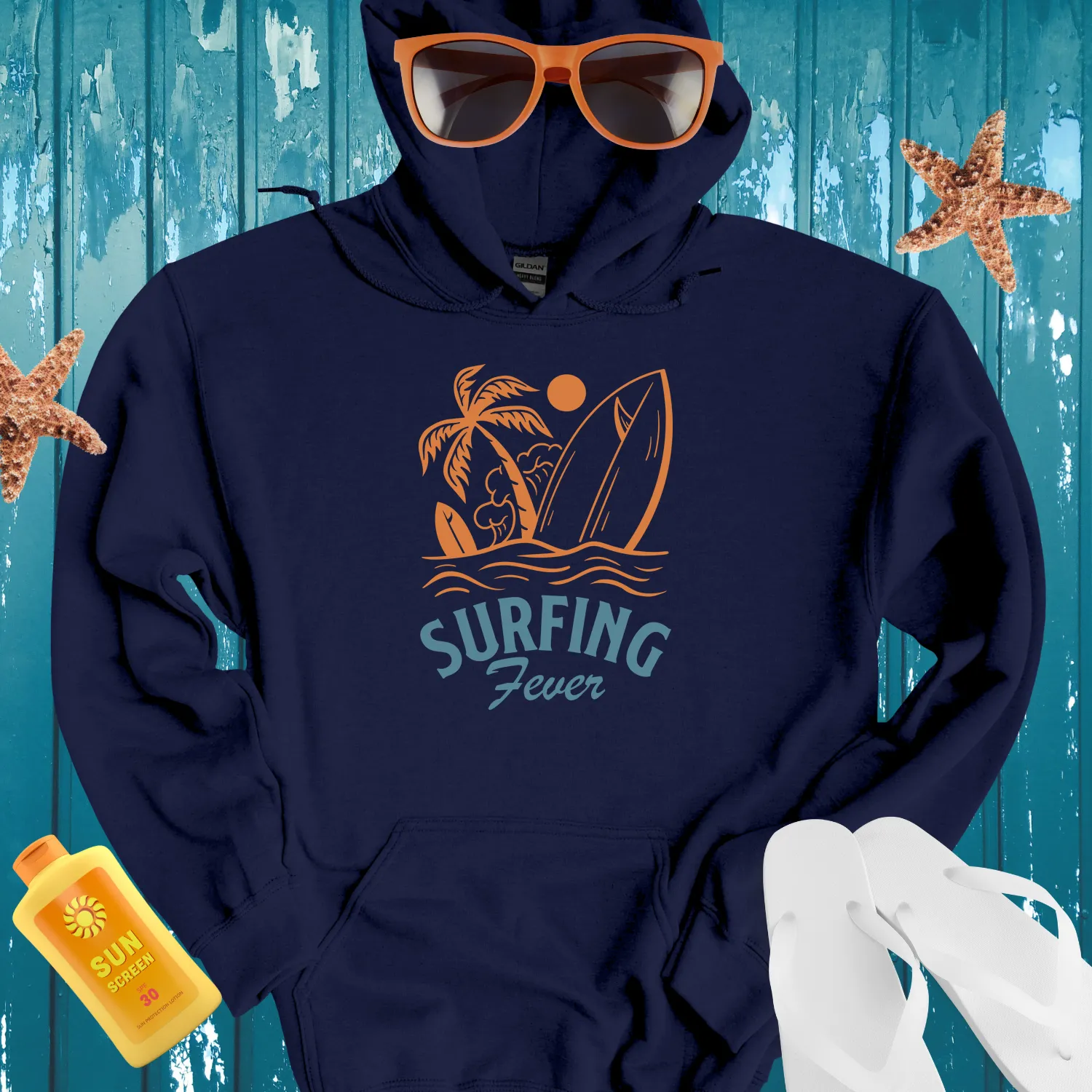 Vintage Surfing Fever Hoodie With Retro Beach Vibes